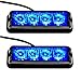 Strobelight Bar 4 LED with Super Bright Blue Emergency Beacon Flash Caution Strobe Light Bar with 17 Different Flashing (2PCS)