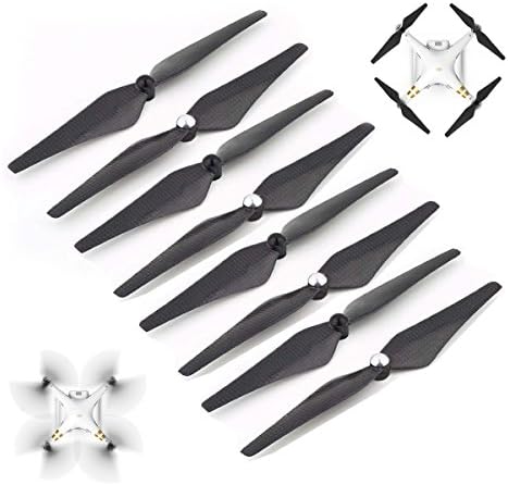 JouerNow 8PCS 9450 Carbon Fiber Self Locking Enhanced Prop Propeller for DJI Phantom 3 2 E300 Black