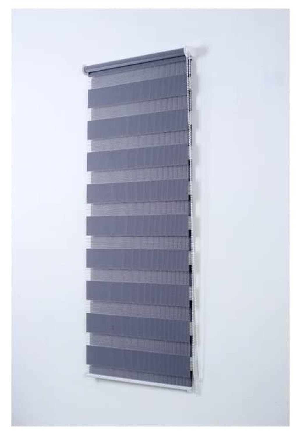 Zebra Roller Blinds - Dual Layered Zebra Dimout Fabric - Grey Curtians - 49cm x 165cm - Opaque and Translucent Vision Blind shades