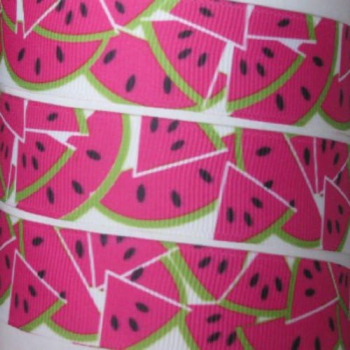 Watermelon Grosgrain Ribbon, Shocking Pink 7/8 Inch x 20 Yards
