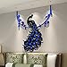 Wall Sticker ZTY66, DIY 3D Peacock Acrylic Crystal Mural Sticker for Living Room Bedroom TV Background Home (Blue)