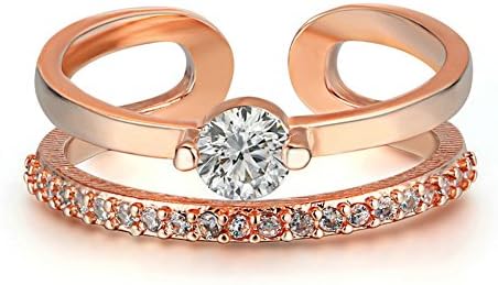 SMRING Rose Gold Plated Fashion Adjustable RingCZ Crystal Jewelry