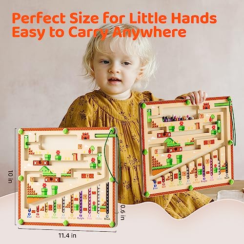 thumbnail image 2 of Magnetic Color & Number Maze - Montessori Wooden Toy For 3-5 Year Olds, Educational Counting Game 2 of 11