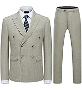Mens Plaid 3 Piece Suits Slim Fit Double Breasted Plaid Suit Jacket