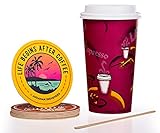 Solo Bistro 24 oz Hot Paper Coffee Cups (100ct) Bundle - Cup, Lid, Stir Stick, and Coaster - Eco-Friendly, BPA Free, Leak Resistant