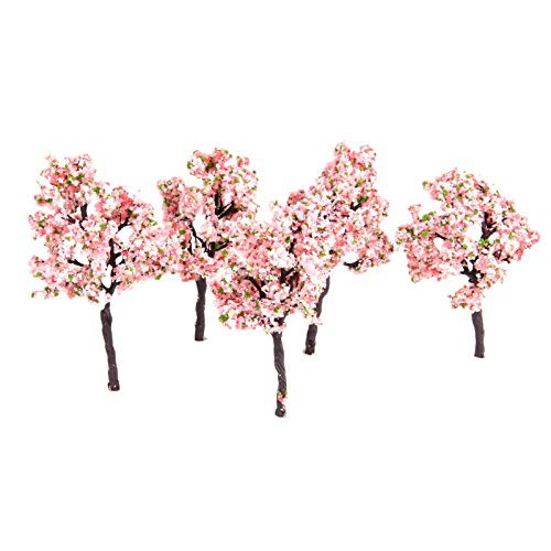 10pcs 11cm Pink Flower Model Tree Railway Train Diorama Garden Scenery OO HO Scale