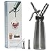 Professional Grade 1 Pint Whipped Cream Dispenser - 100% Stainless Steel Whipped Cream Maker Includes 3 Decorating Tips & Cleaning Brush