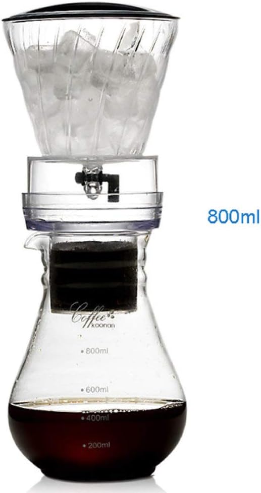 COKFEB Coffee filter 600ml 800ml Reusable Ice Drip Coffee Filter Tools Glass Percolators Espresso Coffee Dripper Pot Ice Cold Brew Coffee Maker,800ml