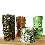 Tiki mugs cocktail set of 4 - large ceramic tiki