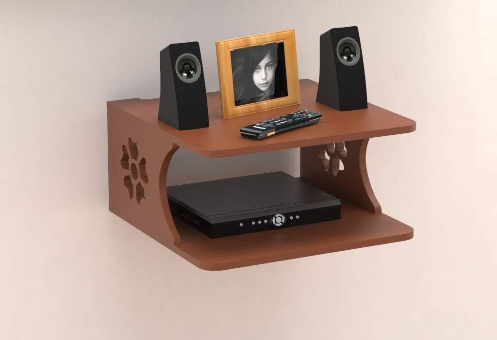Vudy Wooden Set Top Box Wall Shelf for Setup BoxWiFi Routerac Remote Stand Wall Mounted