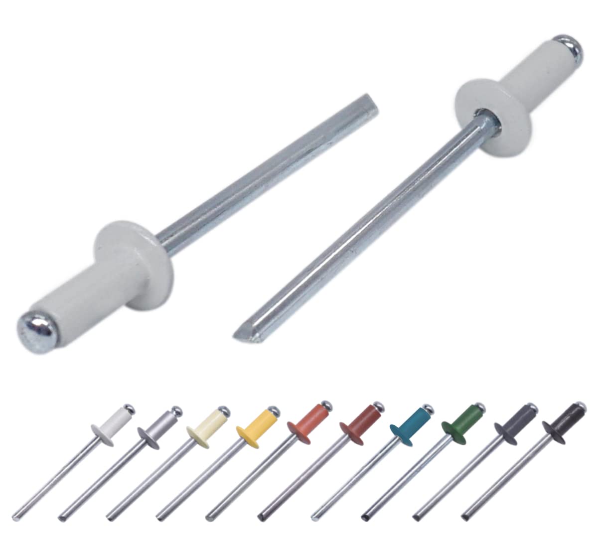 (Pack of 100 pcs) Painted Blind Rivets 3.2 x 8 mm, Dome Head, DIN 7337, Aluminum Rivet and Steel Mandrel, Pop Rivets (100, Light Grey RAL 7035)