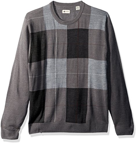 Haggar Men s Soft Acrylic Patchwork Crew Neck Sweater, Iron Heather, XXL