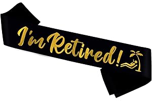 PYQWA I’m Retired! Sash,Retirement Sash for Women and Men,Happy Retirement Party Decorations,Retirement and Farewell Party Ideas,Black with Gold Print