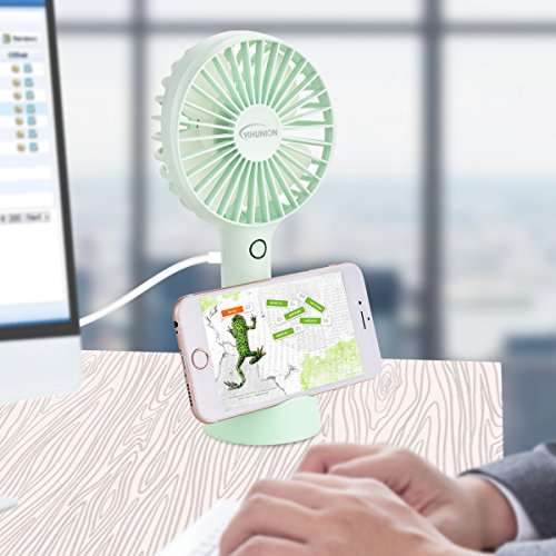 YIHunion Mini Handheld Fan Personal Portable USB Rechargeable Battery Powered Fan with Base, 2500mAh Battery，4 Modes for Home, Office, Bedroom and Outdoor travel(Green) - Thumbnail 2