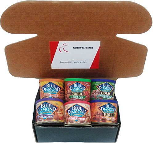 Blue Diamond Almonds Nut Variety Snack Pack in a Gift Box. Includes: 6-6 ounce Cans of Blue Diamond Flavored Almonds. Bundle of 6, 1 of Each Flavor - Thumbnail 7