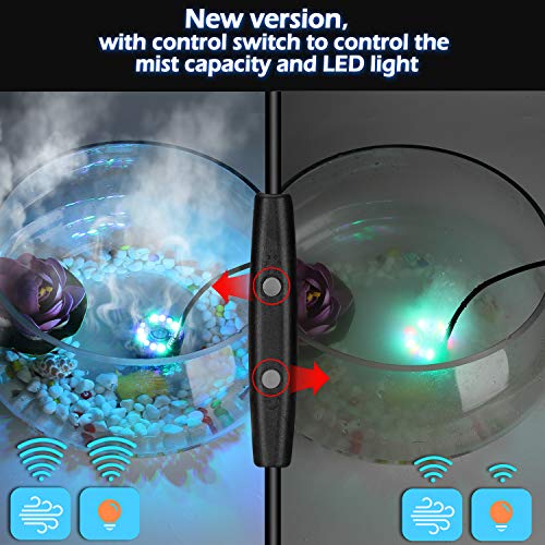 FITNATE 6 LED Changing Color Mist Maker Fogger Machine Atomizer Air Humidifier for Water Fountain,Pond, Hollywood, with ON/Off Switch, Mini Size Large Capacity of Mist