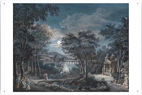 Artwork Oil Paint of Nocturne Parklandschaft frankisch um 1800 on Tin Sign by Masterpiece Collection (20*30cm)