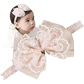 Rannyrena Lace Flower Bow Baby Girls Headband Pink Knot Infant Wrap Soft Chiffon Elastic Baby Turban Hair Band for Newborn Infant Toddler Kids (Pink D)