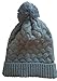 Always Eleven Satin Lined Knit Beanie Slouchy Hat with Pom Pom (Grey)