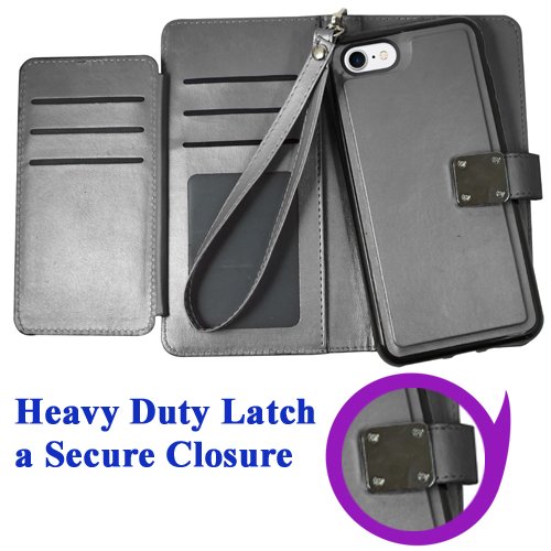 for 4.7" iPhone 8 iPhone 7 Case Phone Case Tortilla Wallet Wrap Detachable Bumper Case Stand Pouch Purse Screen Flip Cover (Black) - Thumbnail 3