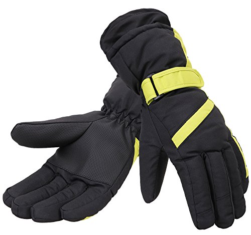 Simplicity Women 3M Thinsulate Lined Waterproof Snowboard/Ski Gloves,M,Bl/Yellow