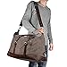 Canvas Overnight Bag Travel Duffel Genuine Leather for Men and Women Weekender Tote (Coffee)