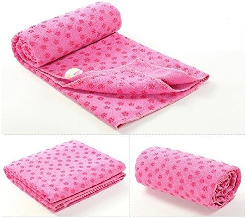 Anti Slip Yoga Towel Mat Fitness Blanket with Silicone Plate Dots Perfect for Hot Yoga, Pilatesfor Exercise, Sports and Travel (Pink)