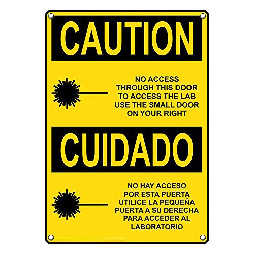 Amazon Com Weatherproof Plastic Vertical Osha Caution No Access Through This Door Bilingual Sign With English Spanish Text And Symbol Industrial Scientific