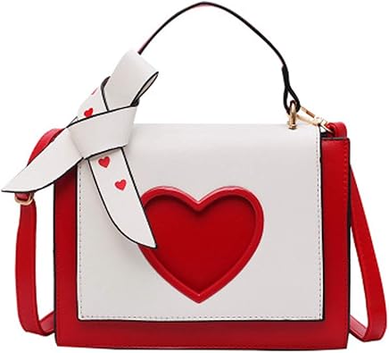 Amazon ハート型のバッグ 女の子のショルダーバッグ ハンドバッグ ファッションバッグ ハート型の小さな正方形のバッグ Red メッセンジャーバッグ