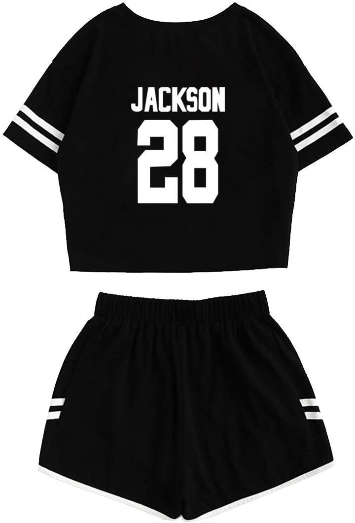 Kpop GOT7 Bambam Jackson Mark Yugyeom T-Shirt+ Running Shorts Two Piece Suit