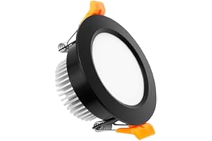 YGS-Tech 3 Inch LED Recessed Lighting Dimmable Downlight, 5W(40W Halogen Equivalent), 5000K Daylight White, CRI80, Black Trim, LED Ceiling Light with LED Driver (1 Pack)