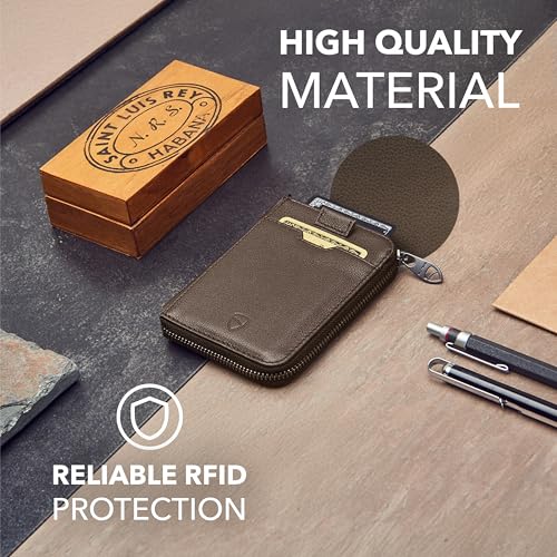 Vaultskin Notting Hill zip wallet with RFID protection (Brown)