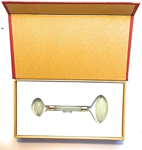 Premium Jade Anti Aging Facial Roller, Natural Double Stones Therapy Massager Tool For Face and Body, A Lovely Presentation Gift Box, Helps Your Healing Chi, Rejuvenating and Soothing
