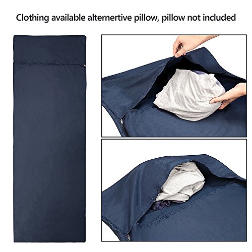 Beauty Star Sleeping Bag Liner, Super Lightweight Sleeping Bag for Spring Autumn Traveling, Camping, Backpacking, Hiking, Portable Envelope Ultralight Sleep Sack with Compression Sack (Navy Blue) - Thumbnail 3