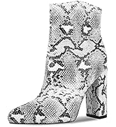 WETKISS Women Snakeskin Booties, Ankle 