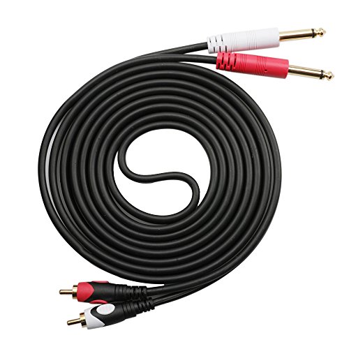 NC XQIN Dual 1/4 to Dual RCA 10ft Audio Cable, 6.35mm TS to RCA for Mic Mixer Amplifier, Compatible with Headphones, Speakers, Audio Systems
