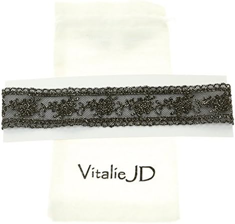 VitalieJD Embroidered Lace Handmade Choker (11 in. (28mm), Black/Gold)