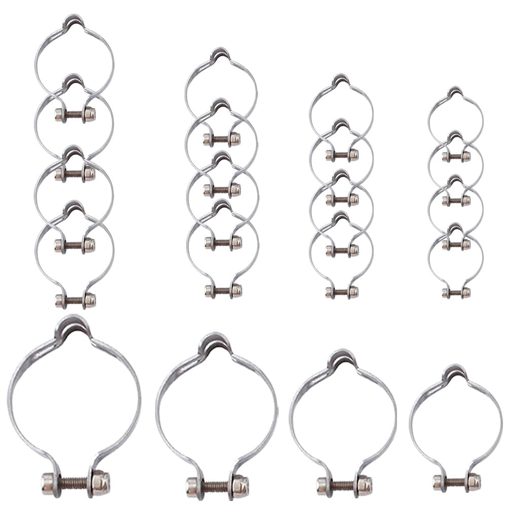 Albedel 4 Sets of Each 25.4/28.6/31.8/34.9mm Metal Ring Firmly to Frame Bike Shift Cable Cable Guide Brake Cable Derailleur Cable Base Guide Clip Fitting Line Tube Housing Durable (Total 16 Sets)