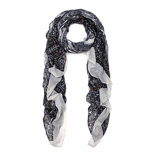 Premium Elegant Paisley Floral Scarf Wrap, Black