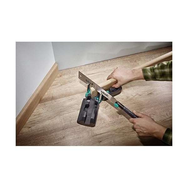 wolfcraft Schmiege und Schneidlade - 2 in 1 Gehrungslade aus Stahl mit Winkelhalbierenden zum Schneiden von bis zu 100 mm hohen FuÃleisten & Ausmessen von Raumwinkeln - 6948200 – Bild 5