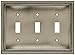 BRAINERD 64737 Beaded Triple Toggle Switch Wall Plate / Switch Plate / Cover, Brushed Satin Pewter