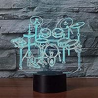 asqwq Led Night Light USB Rack Drum Night Light 7 Color Change Touch Switch Desk Decoration Light Acrylic Flat Abs