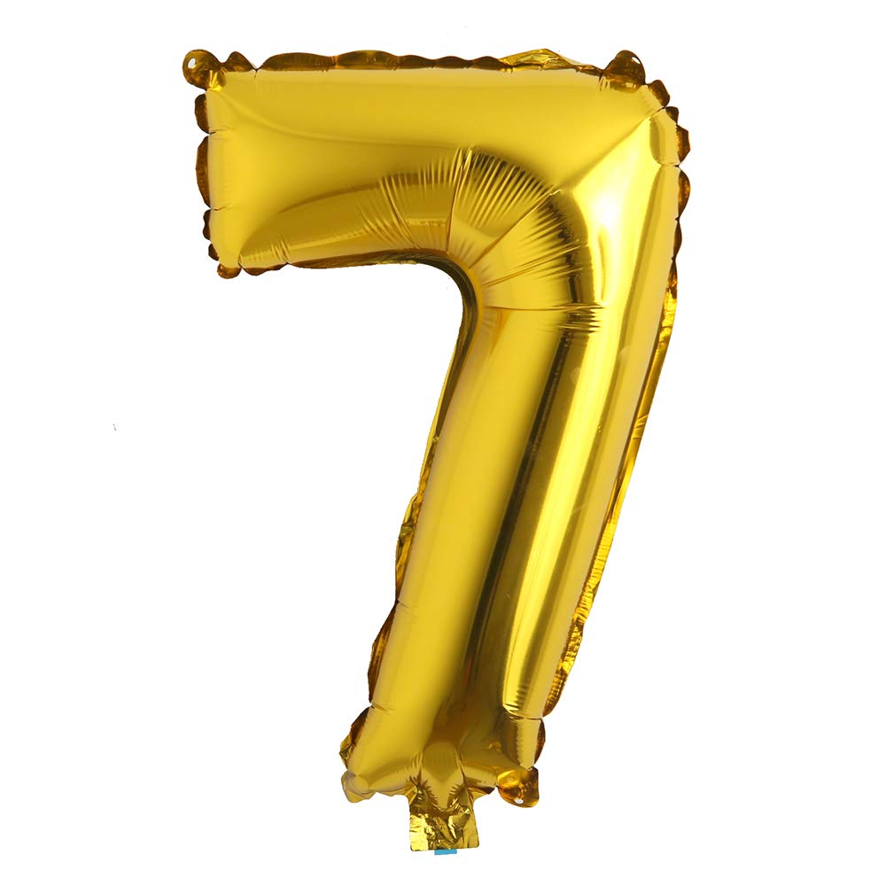 Photo 1 of 16" Alphabet Letter and Number Balloons Set Package, Aluminum Hanging Foil Film banner Mylar Balloon for Birthday Party Decoration Custom Word (A-Z, 0-9 Gold) (16 inch 7 Gold)