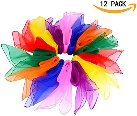 Dance Scarves Music Scarves for Children Movement and Juggling 12pcs (Dance Scarves)