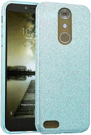 ZTE Zmax Pro Case, HJ Power[TM] For ZTE Zmax Pro/Z981 (MetroPCS)--Soft Silicone Glitter Skin Case Blue
