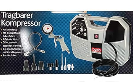 Duro Tragbarer Kompressor 8 bar inklusive Zubehörset Bar D-AC 190 ölfrei