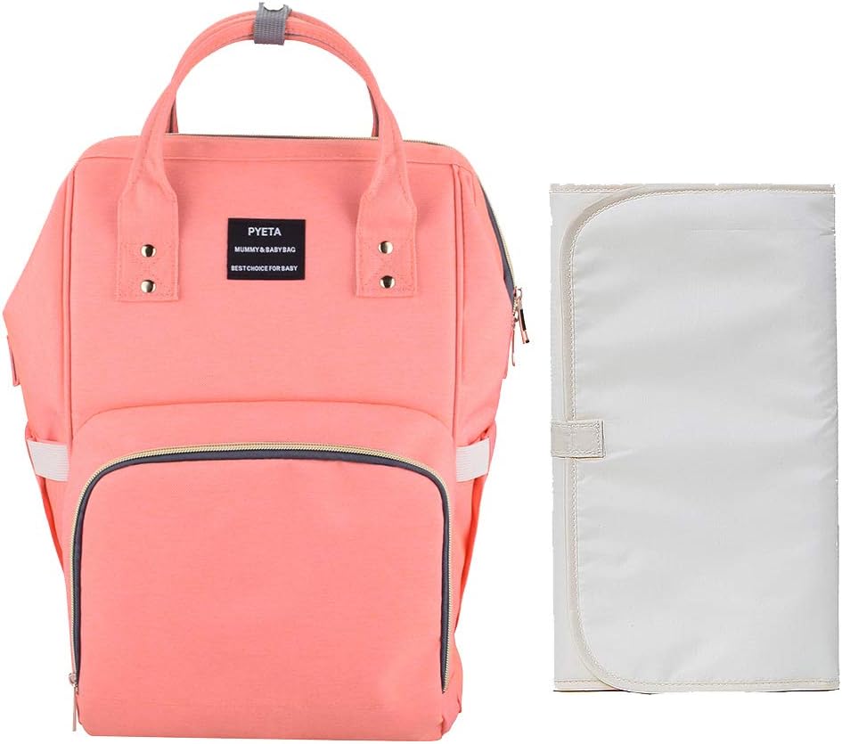 Diaper Bag Nappy Bag Travel Backpack Waterproof Multi-Function Mommy Bag for Baby Care Large Capacity Stylish and Durable Perfect for Travel Work or Outing (Pink)