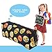 Emoji Pencil Pen Case Pouch Bag with Zipper for Girls, Kids,School Student Stationery Office Supplies Pack of 2 Black and White