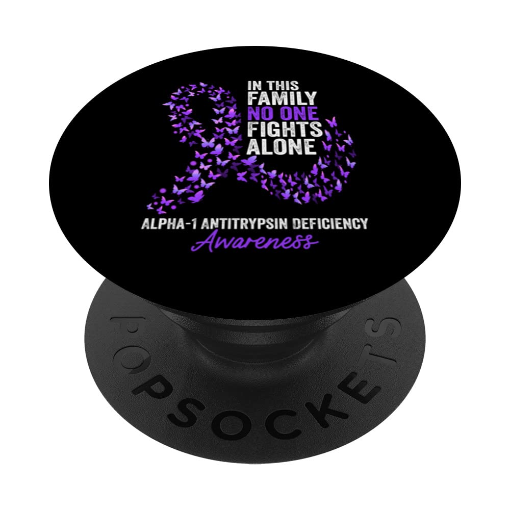 Alpha-1 Antitrypsin Deficiency Awareness Month Purple Ribbon PopSockets Swappable PopGrip