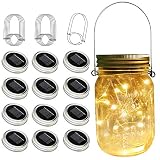 Solar Mason Jar Lights, 12 Pack 30 Led String Fairy Star Firefly Jar Lids Lights, (Jars Not Included), Best for Mason Jar Decor,Great Outdoor Lawn Decor for Patio Garden, Yard and Lawn.